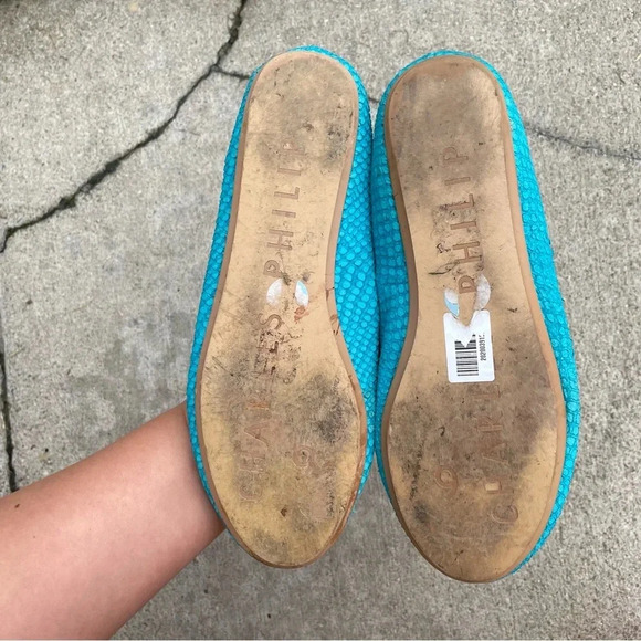 Charles Philip Shanghai Lizzette Leather Flats in Torquose Snake Size 6 - Picture 5 of 10